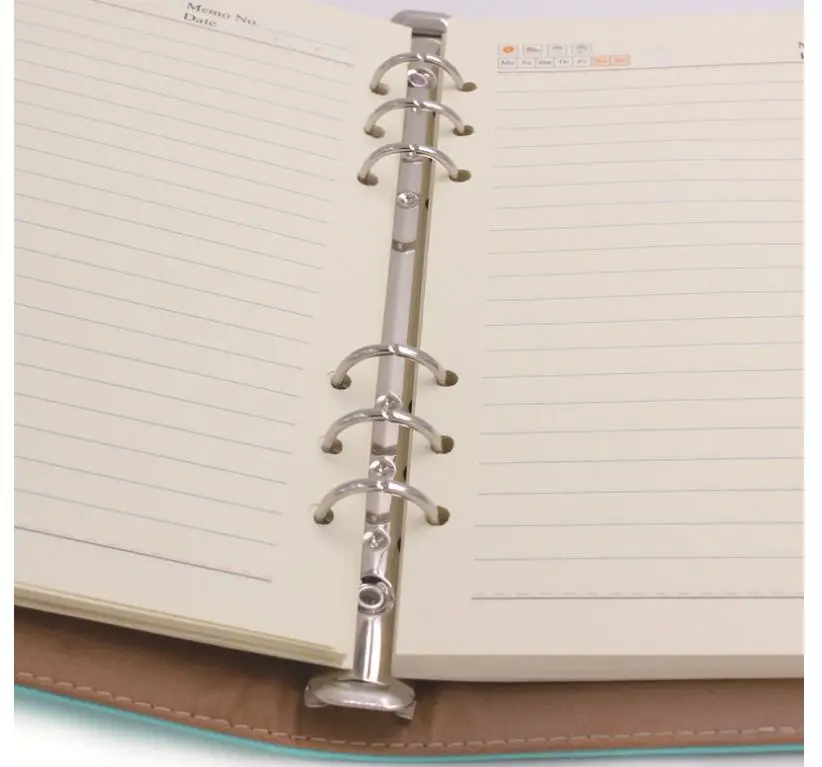 Custom Hardcover PU Leather Business Office Notebook 6-Ring Binder with Magnetic Buckle